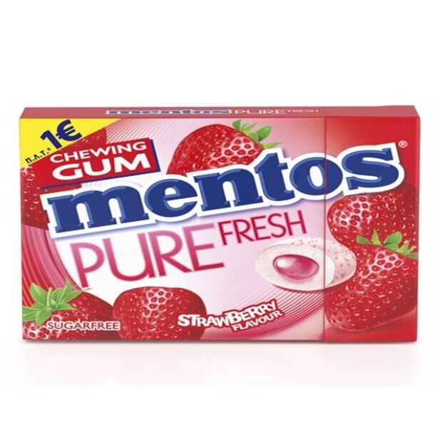 Mentos Τσίχλες Pure Fresh με Γεύση Φράουλα 28gr Strawberry
