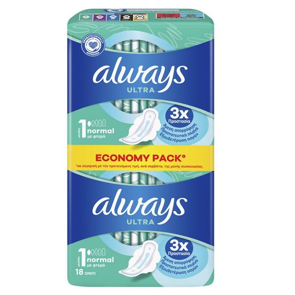 ALWAYS ΣΕΡΒΙΕΤΕΣ ULTRA DUO NORMAL PACK 18T
